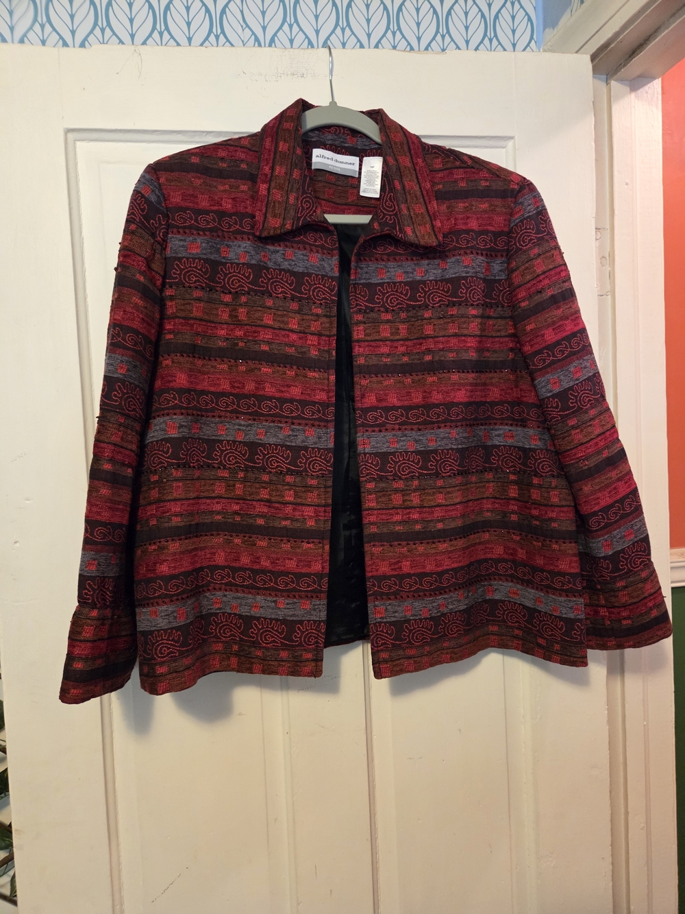 Alfred Dunner Red and Black Patterned Blazer